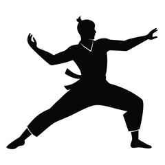 Canvas Print - Minimalist Martial Arts Silhouette Line Art Vector.