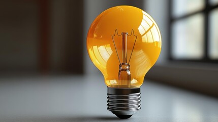 Yellow Light Bulb Close-Up Generative AI