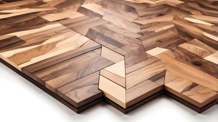 superior modular flooring. Natural hardwood floors with opulent patterns and textures. isolated isometric view on a white background
