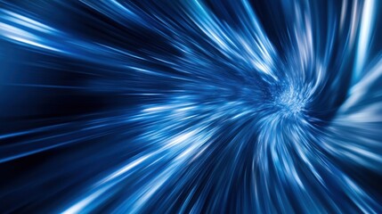 Wall Mural - Abstract Blue Light Speed Tunnel