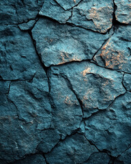 Wall Mural - Blue cracked stone texture with an uneven surface.