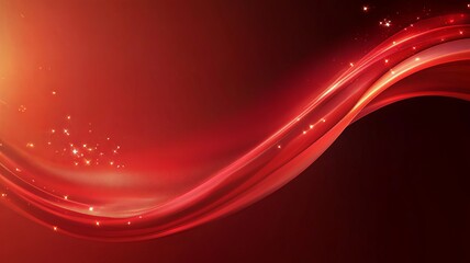 Wall Mural - Abstract curved red shape on red background with lighting effect and copy space for text. Luxury design style. Vector illustration 