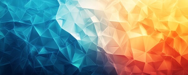 Wall Mural - Abstract blue and orange low poly background fading from dark to light