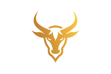 Wall Mural -  A  golden Bull head icon, featuring a modern stylish shape with an underline, set on a solid white background vector art illustration