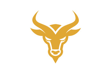 Wall Mural -  A  golden Bull head icon, featuring a modern stylish shape with an underline, set on a solid white background vector art illustration