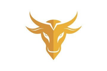 Wall Mural -  A  golden Bull head icon, featuring a modern stylish shape with an underline, set on a solid white background vector art illustration