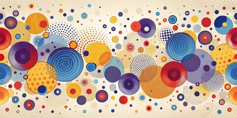 Wall Mural - Abstract Colorful Circles with Geometric Patterns, abstract art, colorful patterns, circles