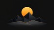 © Nima - A minimalist design featuring a silhouette of a mountain range with a bright orange sunset in the background. The design conveys a sense of tranquility, simplicity, and connection with nature. The cle