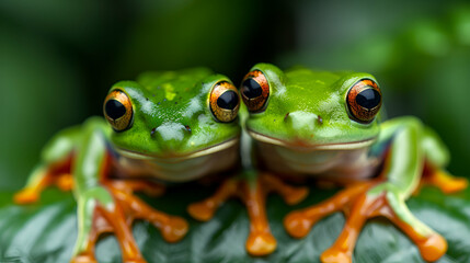 Wall Mural - Rainforest Frogs Vibrant Life Leaves And Branch