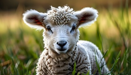 charming lamb nestled in a lush green meadow