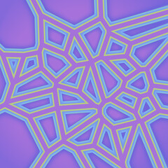 Aufkleber - Digital illustration of colorful fractal geometric shapes in vibrant shades of purple and blue. 3d rendering