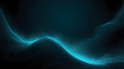 Wall Mural - A dark, black and deep turquoise gradient background with subtle glowing effects. Use as wallpaper or graphic resource