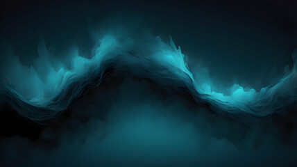 Wall Mural - A dark, black and deep turquoise gradient background with subtle glowing effects. Use as wallpaper or graphic resource