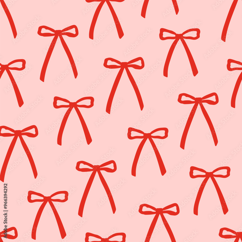 Seamless pattern with abstract simple red ribbons. Vector flat ...