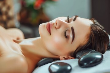 Taking it right to the muscles with heat Shot of an attractive young woman getting a hot stone massage at a beauty spa