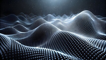 Abstract polygonal wave technology Connection dots and lines structure. 3d rendering