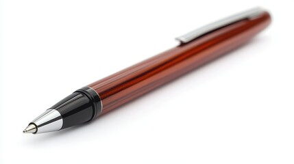 Brown Wooden Pen on a White Background