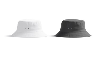 Sticker - Black and white nylon bucket hat, looped rotation, 4k