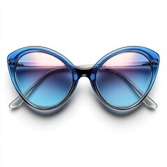 Blue Cat-Eye Sunglasses with Gradient Lenses