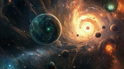 Wall Mural - multiple universes, conceptual artwork