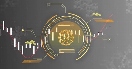 Wall Mural - Animation of science data processing over diagrams