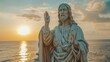 © sorin - Jesus christ embracing humanity  a symbol of salvation and resurrection against a vibrant sunset sky