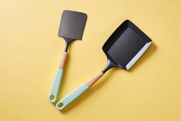 Modern kitchen spatula on a pastel yellow background