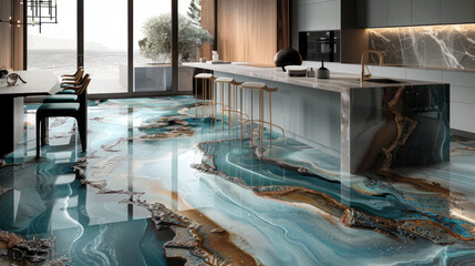 Wall Mural - glass surfaces: elements that replicate glass with reflections and refractions, adding lightness and