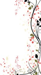 Wall Mural - Abstract floral border with leaves and branches on a white background, perfect for adding text or images.