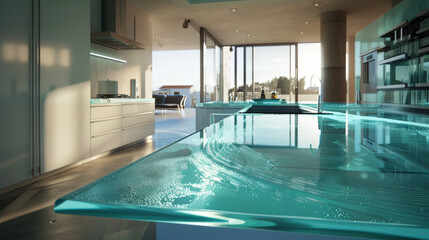 Wall Mural - glass surfaces: elements that replicate glass with reflections and refractions, adding lightness and