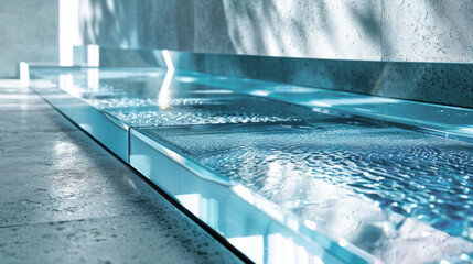 Wall Mural - glass surfaces: elements that replicate glass with reflections and refractions, adding lightness and