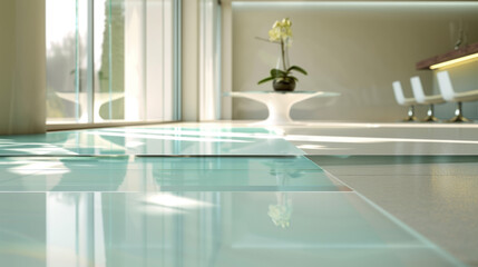 Wall Mural - glass surfaces: elements that replicate glass with reflections and refractions, adding lightness and