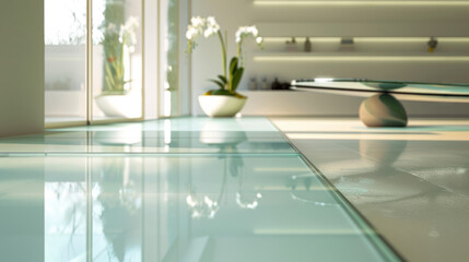 Wall Mural - glass surfaces: elements that replicate glass with reflections and refractions, adding lightness and