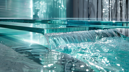 Wall Mural - glass surfaces: elements that replicate glass with reflections and refractions, adding lightness and