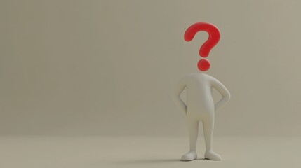 3d human with a red question mark