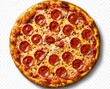 © Sabina Gahramanova - a pepperoni pizza on a white background. Close-up top view of a pizza and mozzarella cheese for a fast food menu or advertising design
