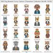 © MARWA BELAL - Dog Breeds Funny Cartoon Characters Collection Set of 600 Dog Faces Isolated Part 15