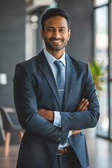 Portrait of a handsome smiling Asian Indian businessman