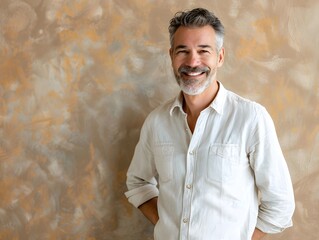 Portrait of a jovial caucasian man in his 40s wearing