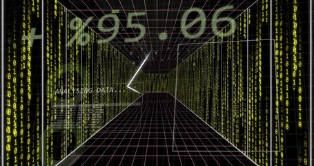 Wall Mural - Animation of stock market over data processing