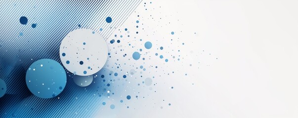 Wall Mural - abstract blue and white background with geometric circles and stripes