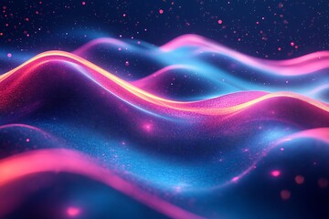 Wall Mural - Modern abstract design glowing neon light flowing wave lines blue and pink hues and geometric shapes Vibrant futuristic texture with motion and energy