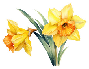 Poster - PNG Daffodil flower plant white background.