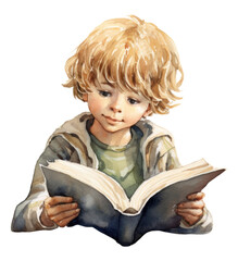 Sticker - PNG Child reading publication portrait paper.