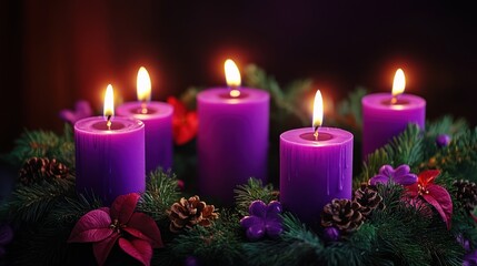 Poster - Purple Advent Candles on Wreath