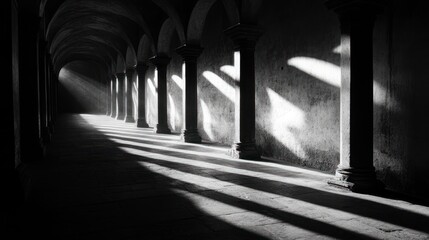 Wall Mural - Sunlight Streaks Through Arched Corridor