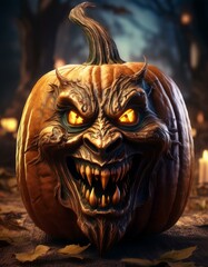 Wall Mural - Pumpkin in realistic goblin shape, Halloween