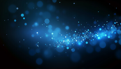 Wall Mural - background with a bokeh effect with various-sized light circles and particles on a gradient blue bac