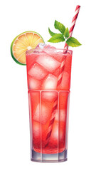 Sticker - PNG Cocktail mojito drink fruit, digital paint illustration.