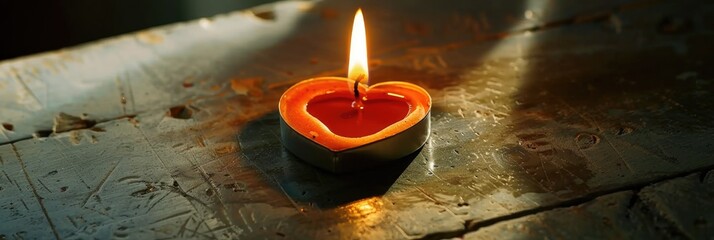 Canvas Print - Candle creating a heart-shaped shadow